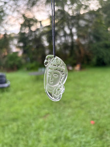 Natural Clear Rock Crystal Quartz Kwan Yin / Guanyin Amulet / Pendant