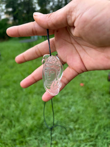 Natural Clear Rock Crystal Quartz Kwan Yin / Guanyin Amulet / Pendant