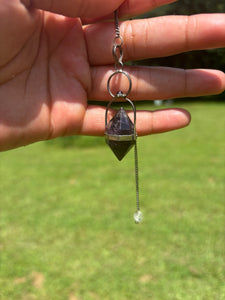 Vintage Chevron Amethyst Silver Pendulum