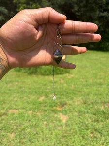 Vintage Chevron Amethyst Silver Pendulum