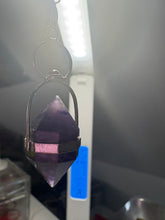 Load image into Gallery viewer, Vintage Chevron Amethyst Silver Pendulum