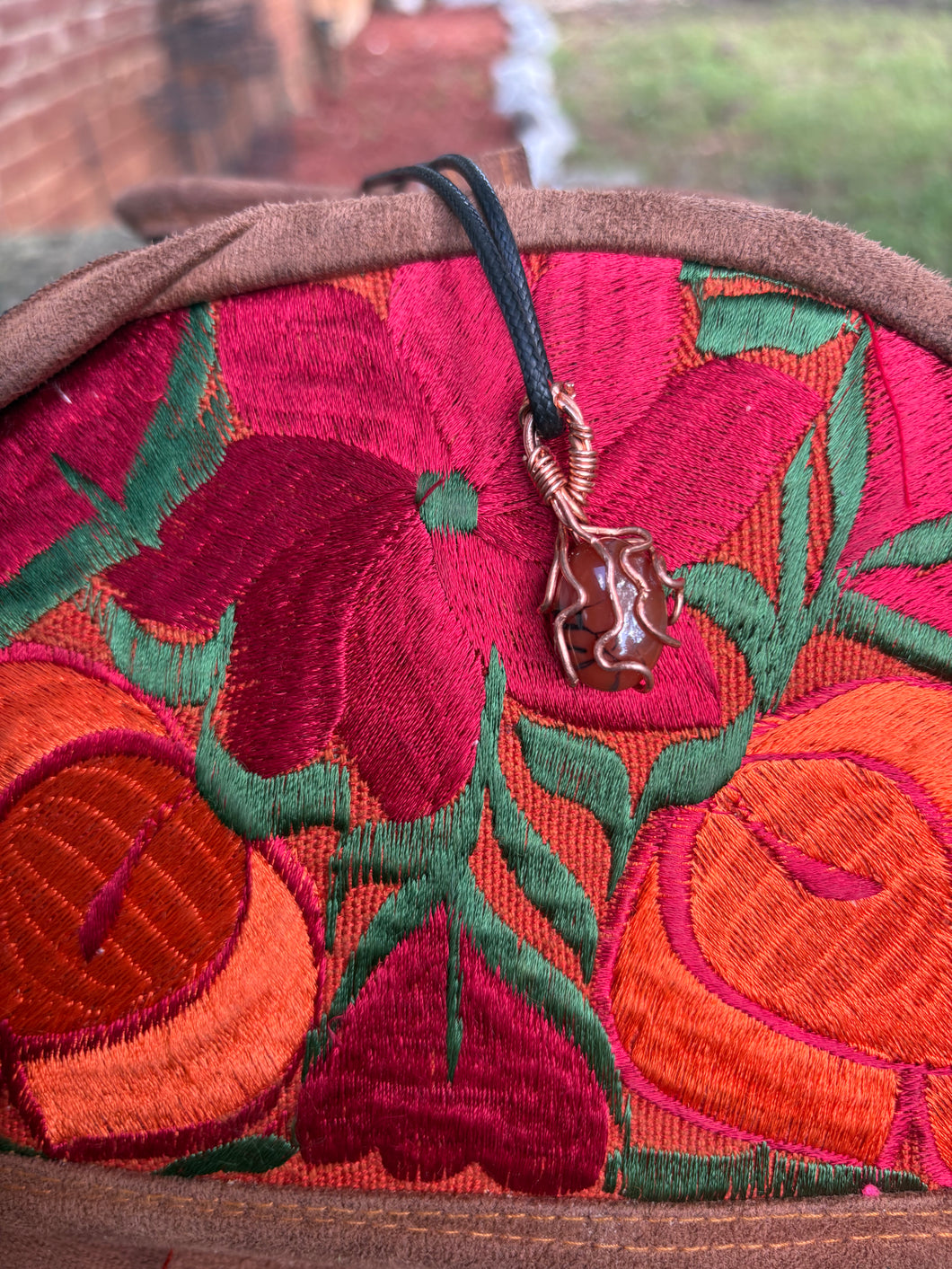 Carnelian Agate Copper Pendant